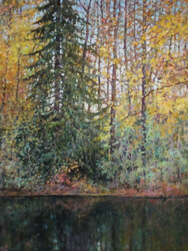 Картина под названием "Autumn mood" - Yury Sapozhnikov, Подлинное произведение искусства, Масло