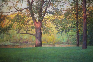 Malerei mit dem Titel "Autumn rays in the…" von Yury Sapozhnikov, Original-Kunstwerk, Öl