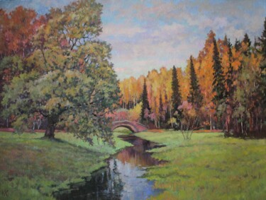 Malerei mit dem Titel "Autumn days in the…" von Yury Sapozhnikov, Original-Kunstwerk, Öl
