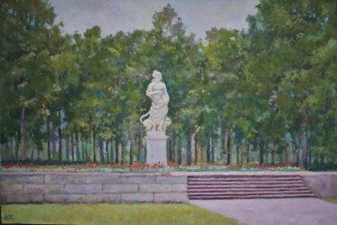 Painting titled "Statue in Pavlovsk…" by Yury Sapozhnikov, Original Artwork, Oil