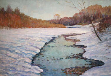 Painting titled "the streams murmur" by Yury Sapozhnikov, Original Artwork, Oil