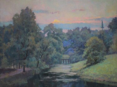 Painting titled "Evening freshness a…" by Yury Sapozhnikov, Original Artwork, Oil