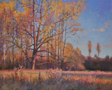 Peinture intitulée "autumn fire" par Yury Sapozhnikov, Œuvre d'art originale, Huile