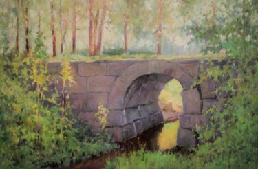 Peinture intitulée "old bridge" par Yury Sapozhnikov, Œuvre d'art originale, Huile