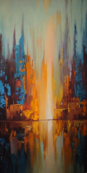 Картина под названием "sity lights (копия)" - Yury Sapozhnikov, Подлинное произведение искусства, Масло