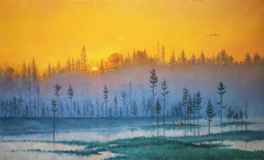 Peinture intitulée "Sky fire" par Yury Sapozhnikov, Œuvre d'art originale, Huile