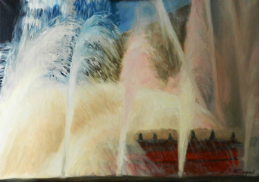 Pintura titulada "Fountain in Barcelo…" por Yury Smirnov, Obra de arte original, Oleo Montado en Bastidor de camilla de made…