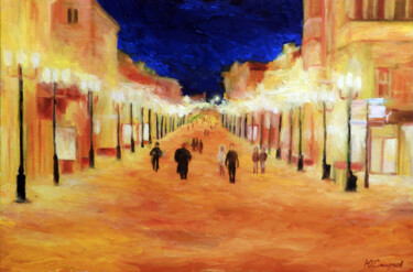Painting titled "Big city lights" by Yury Smirnov, Original Artwork, Oil