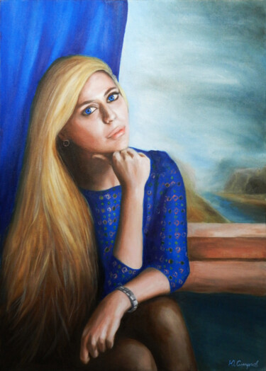 Картина под названием "Maria in the backgr…" - Yury Smirnov, Подлинное произведение искусства, Масло Установлен на Деревянна…