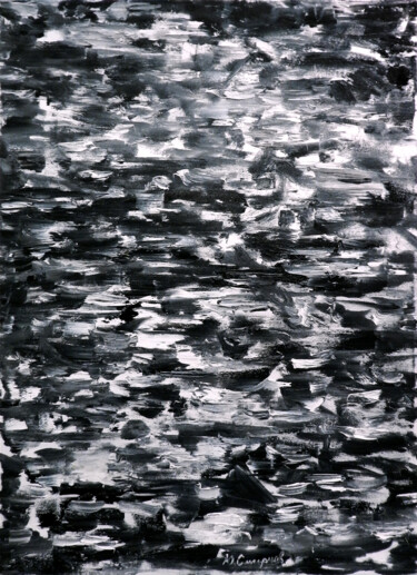 Malarstwo zatytułowany „Black and white” autorstwa Yury Smirnov, Oryginalna praca, Olej Zamontowany na Drewniana rama noszy