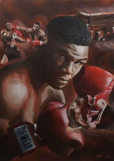 Painting titled "Mike Tyson" by Yury Smirnov, Original Artwork, Oil Mounted on Wood Stretcher frame