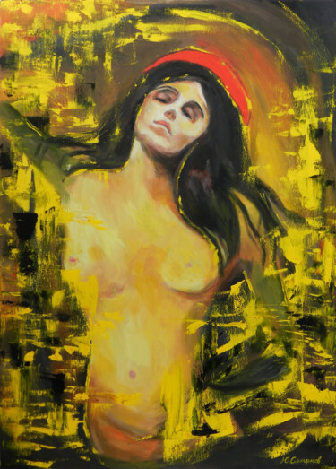 Painting titled "Madonna with abstra…" by Yury Smirnov, Original Artwork, Oil Mounted on Wood Stretcher frame
