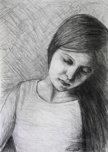 Drawing titled "Алена" by Yury Smirnov, Original Artwork, Graphite