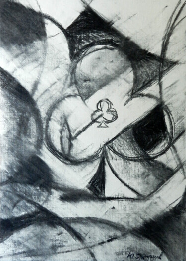 Drawing titled "Clubs" by Yury Smirnov, Original Artwork, Charcoal