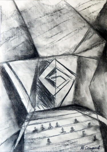 Drawing titled "Evening session" by Yury Smirnov, Original Artwork, Charcoal