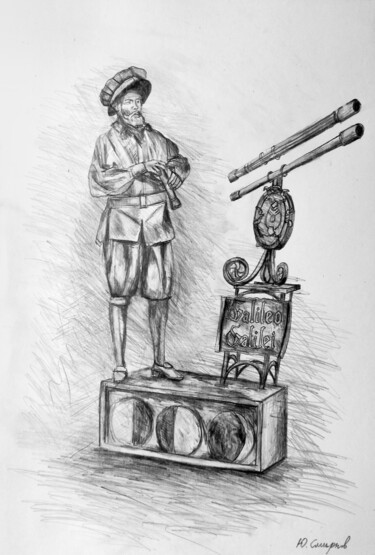 图画 标题为“Galileo Galilei” 由Yury Smirnov, 原创艺术品, 木炭