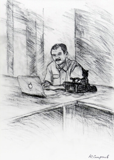 Dessin intitulée "Cameraman" par Yury Smirnov, Œuvre d'art originale, Fusain