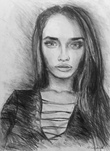 Drawing titled "Unknown girl" by Yury Smirnov, Original Artwork, Graphite