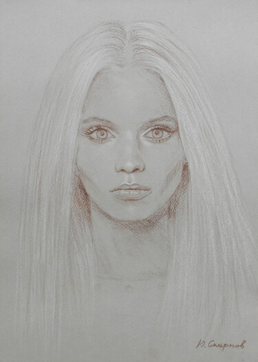 Drawing titled "Abbey Lee" by Yury Smirnov, Original Artwork, Conté
