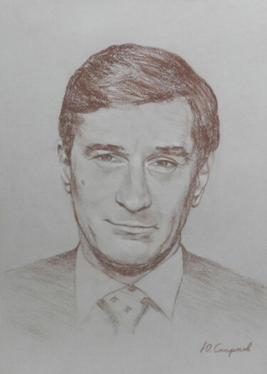 Drawing titled "Robert De Niro" by Yury Smirnov, Original Artwork, Conté