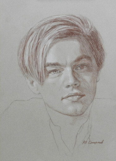 Tekening getiteld "Leonardo DiCaprio" door Yury Smirnov, Origineel Kunstwerk, Conté