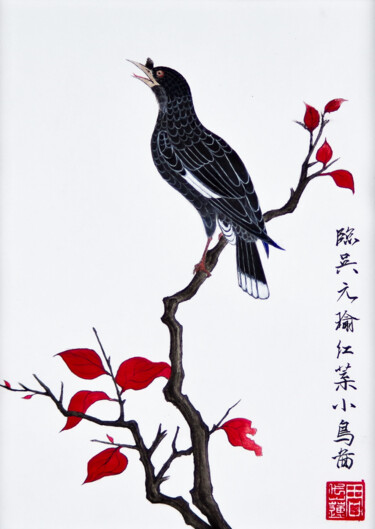 Painting titled "Le martin huppé" by Yuxiang Liu, Original Artwork, Acrylic