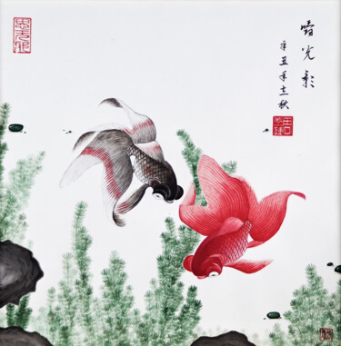Ζωγραφική με τίτλο "Yin Yang" από Yuxiang Liu, Αυθεντικά έργα τέχνης, Ακρυλικό