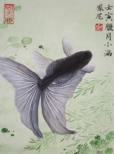 Schilderij getiteld "Mo Lan 4" door Yuxiang Liu, Origineel Kunstwerk, Inkt