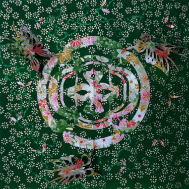 Butterfly green Collages intitulée "Butterfly green" par Yuzuko Sudo, Œuvre d'art originale, Collages