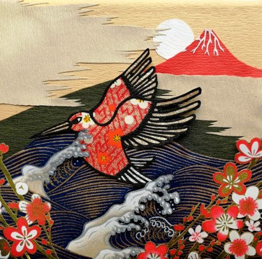 「Bird orange」というタイトルのコラージュ Yuzuko Sudoによって, オリジナルのアートワーク, コラージュ