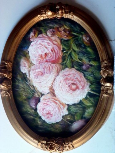 Peinture intitulée "VIEILLES ROSES" par Yva Arvis, Œuvre d'art originale, Pastel
