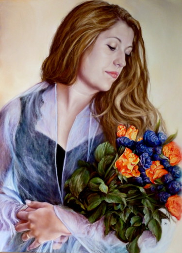 Peinture intitulée "ROMANTIQUE" par Yva Arvis, Œuvre d'art originale, Pastel