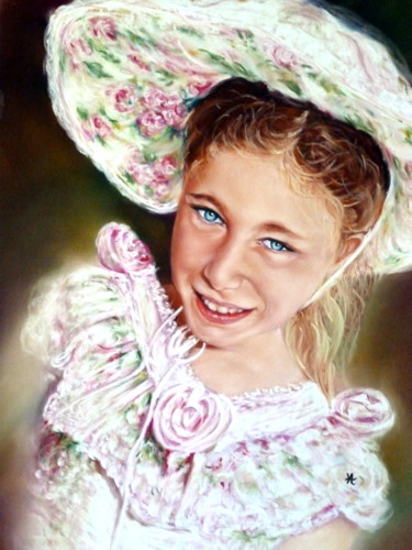 Malerei mit dem Titel "FLORE" von Yva Arvis, Original-Kunstwerk, Pastell