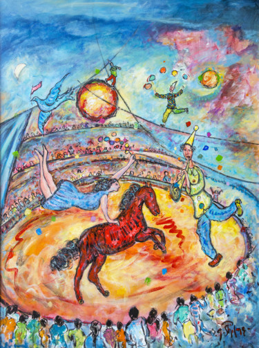 Peinture intitulée "Soir de cirque I" par Yvan Philmer, Œuvre d'art originale, Huile
