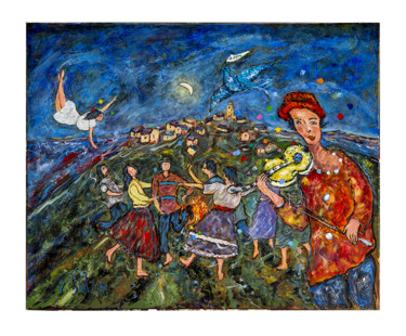 Malerei mit dem Titel "La nuit de la Saint…" von Yvan Philmer, Original-Kunstwerk, Öl