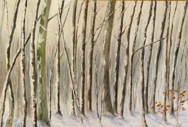 Painting titled "Impression de neige" by Yves David, Original Artwork, Oil
