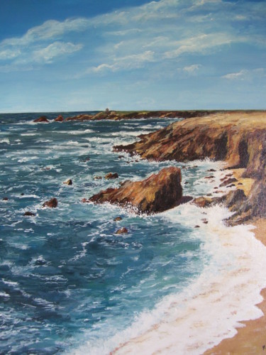 Painting titled "Presqu'île de Quibe…" by Yveline Corbard, Original Artwork, Acrylic