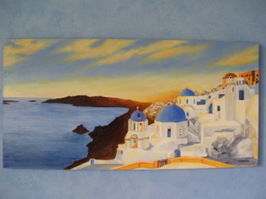 Painting titled "Santorin" by Yveline Corbard, Original Artwork, Acrylic