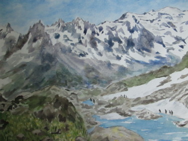 Painting titled "Le lac blanc" by Yveline Corbard, Original Artwork, Watercolor