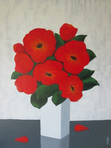 Peinture intitulée "Eclat rouge" par Yveline Corbard, Œuvre d'art originale, Acrylique