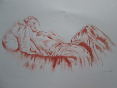 Drawing titled "Méditation" by Yveline Corbard, Original Artwork, Pencil