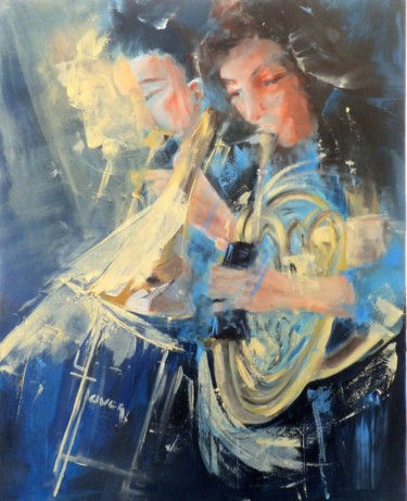 Malerei mit dem Titel "Symphonie des Cuivr…" von Yveline Javer, Original-Kunstwerk, Öl