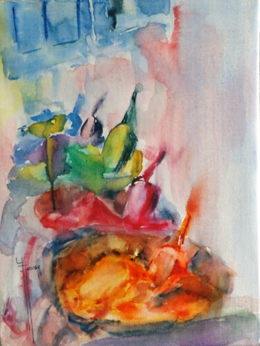 Pittura intitolato "Pigments' colors" da Yveline Javer, Opera d'arte originale, Acquarello