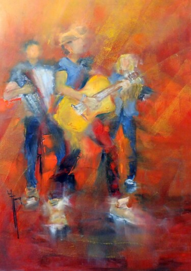 Painting titled "Concert" by Yveline Javer, Original Artwork, Oil