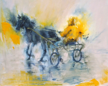 Painting titled "trot matinal" by Yveline Javer, Original Artwork, Oil