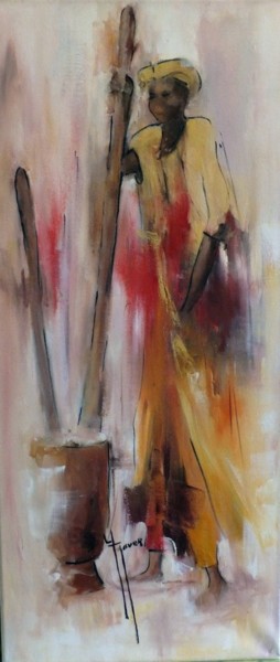 绘画 标题为“femme du monde, afr…” 由Yveline Javer, 原创艺术品, 油