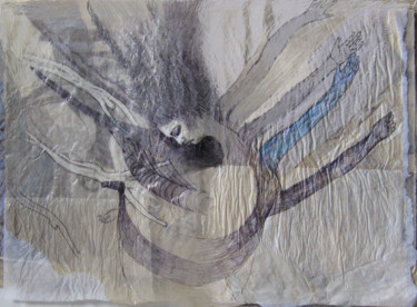 Dibujo titulada "ange multibras" por Yveline Tainmont, Obra de arte original, Bolígrafo