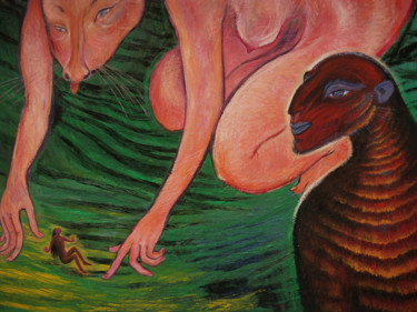 Pittura intitolato "Quel Monstre" da Yveline Tainmont, Opera d'arte originale, Olio Montato su Telaio per barella in legno