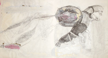 Zeichnungen mit dem Titel "insecte plume" von Yveline Tainmont, Original-Kunstwerk, Kugelschreiber