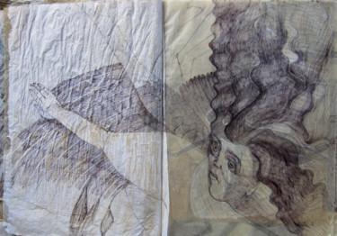 Dibujo titulada "ange planant" por Yveline Tainmont, Obra de arte original, Bolígrafo